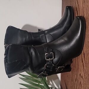 👢Milwaukee Black Leather Vixen Rider Heel Boots sz8❤️